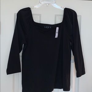 Loft Black Puff Shoulder Top